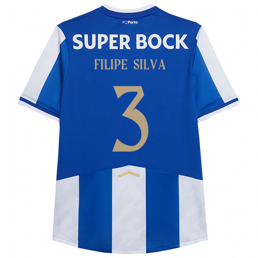 ילדים Filipe Silva #3 כחול לבן ג'רזי ביתית 2025/26 חולצה קצרה
