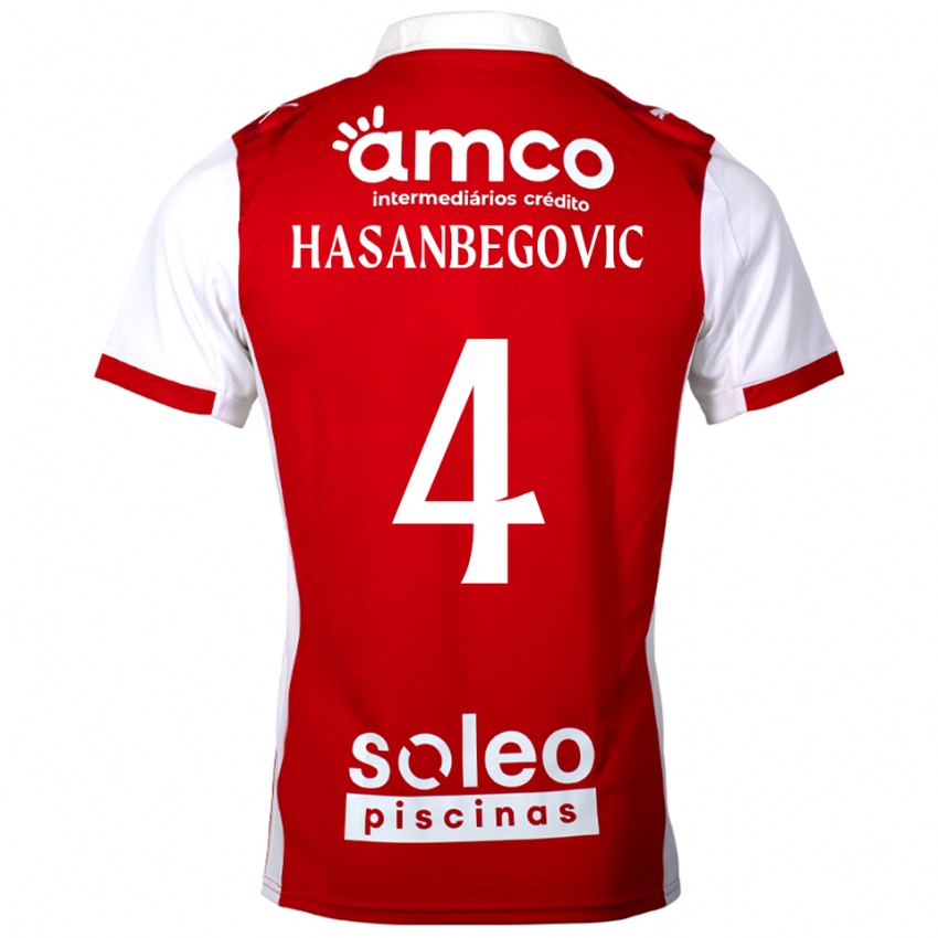 ילדים מליסה חסאנבגוביץ' #4 אדום לבן ג'רזי ביתית 2025/26 חולצה קצרה