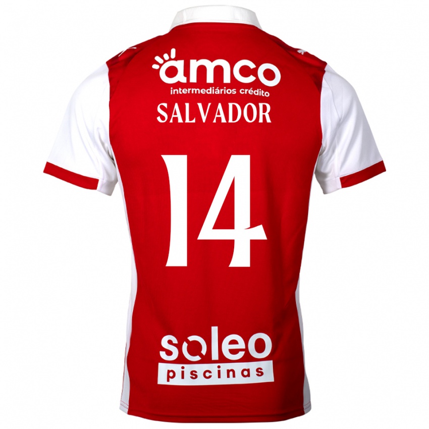 ילדים João Salvador #14 אדום לבן ג'רזי ביתית 2025/26 חולצה קצרה