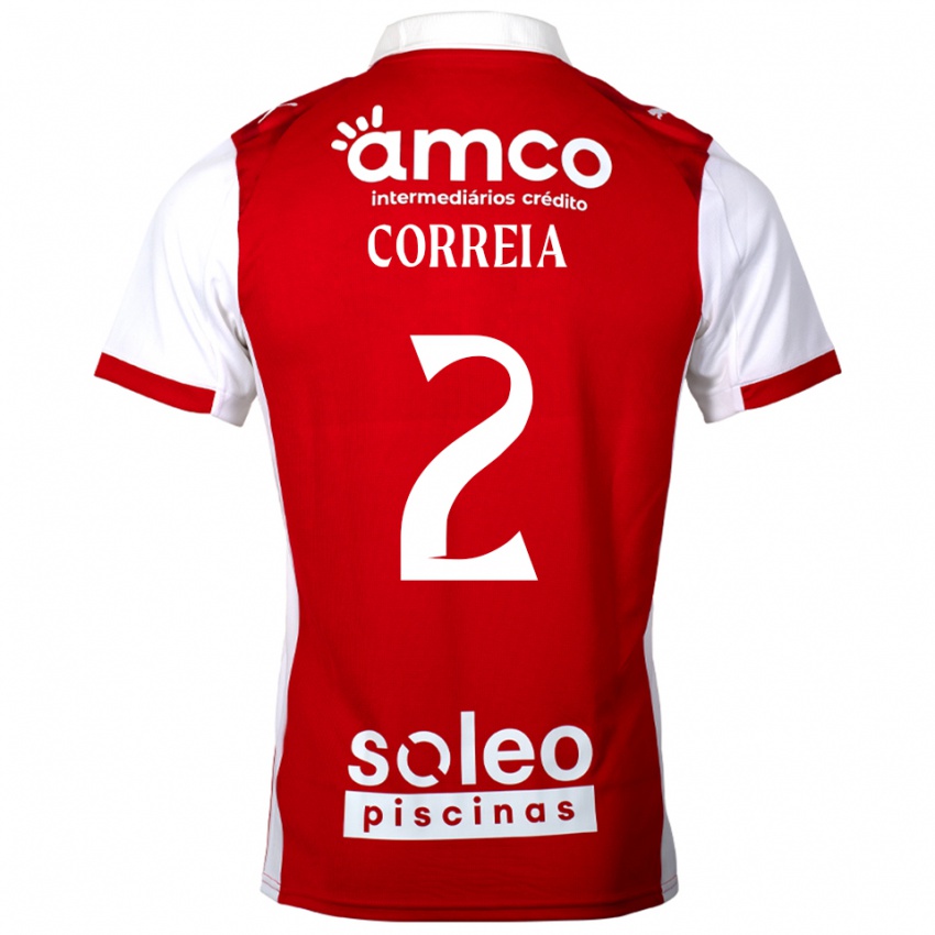 ילדים Nuno Correia #2 אדום לבן ג'רזי ביתית 2025/26 חולצה קצרה