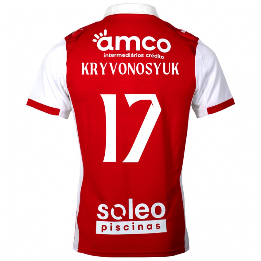 ילדים Leonardo Kryvonosyuk #17 אדום לבן ג'רזי ביתית 2025/26 חולצה קצרה