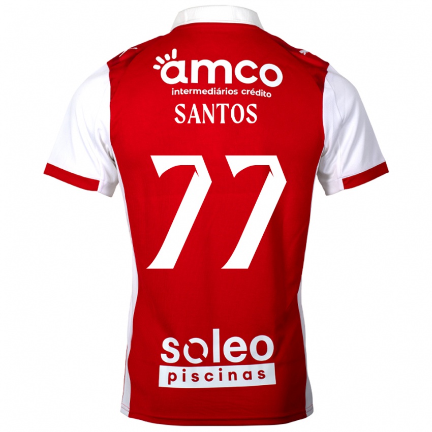 ילדים Edu Santos #77 אדום לבן ג'רזי ביתית 2025/26 חולצה קצרה