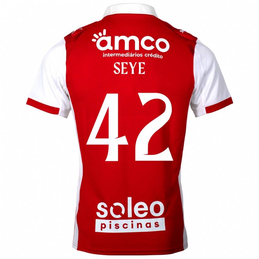 ילדים Modou Seye #42 אדום לבן ג'רזי ביתית 2025/26 חולצה קצרה