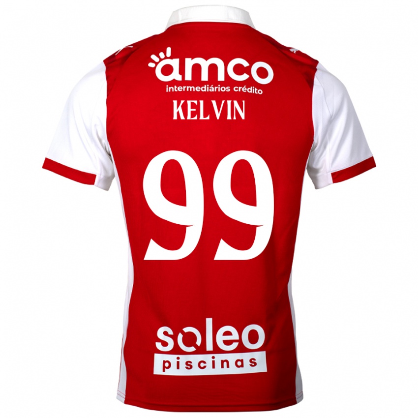 ילדים Kauan Kelvin #99 אדום לבן ג'רזי ביתית 2025/26 חולצה קצרה