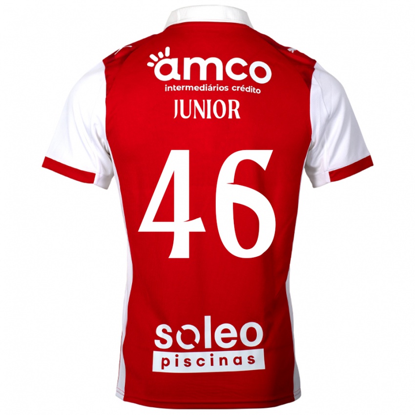 ילדים Mário Junior #46 אדום לבן ג'רזי ביתית 2025/26 חולצה קצרה