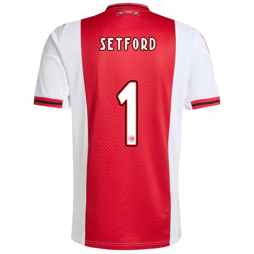 ילדים Charlie Setford #1 אדום לבן ג'רזי ביתית 2025/26 חולצה קצרה