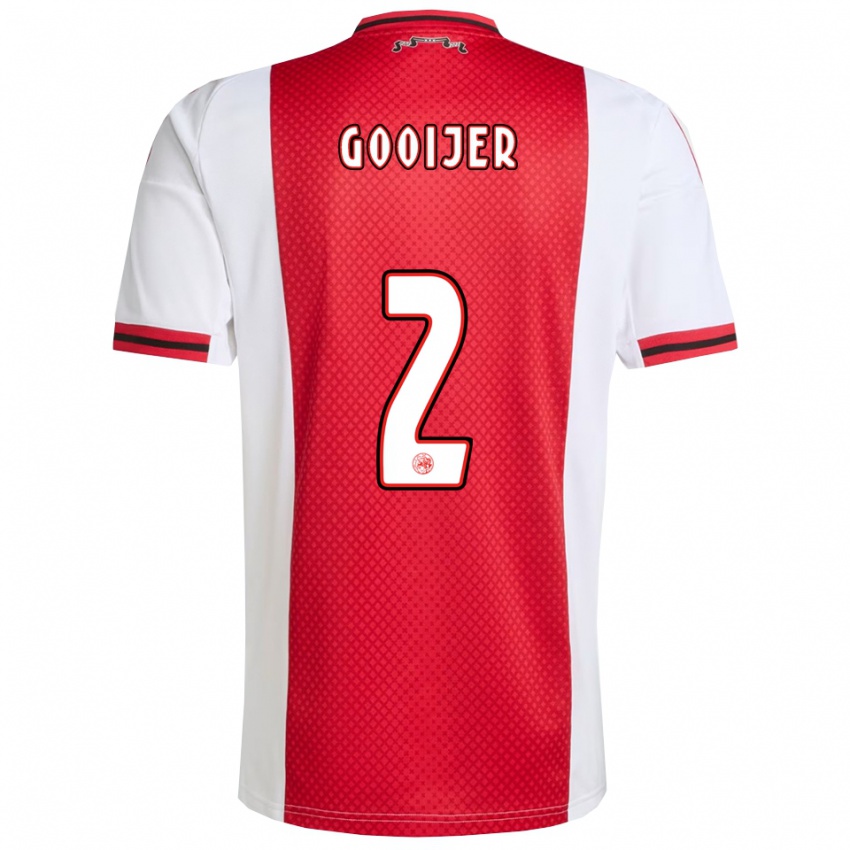 ילדים Tristan Gooijer #2 אדום לבן ג'רזי ביתית 2025/26 חולצה קצרה