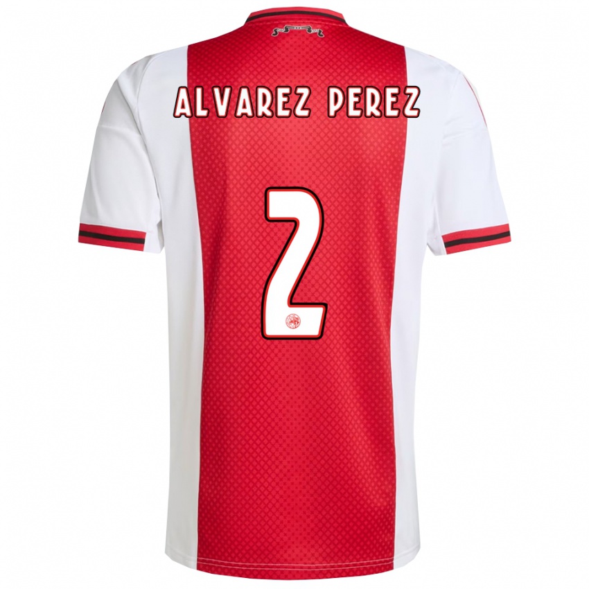 ילדים Marley Alvarez Perez #2 אדום לבן ג'רזי ביתית 2025/26 חולצה קצרה