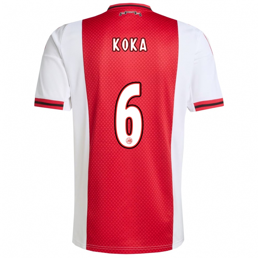 ילדים Nnamdi Koka #6 אדום לבן ג'רזי ביתית 2025/26 חולצה קצרה