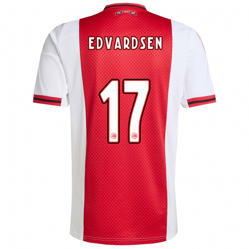 ילדים אוליבר אדבארדסן #17 אדום לבן ג'רזי ביתית 2025/26 חולצה קצרה