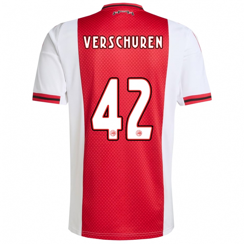 ילדים Nick Verschuren #42 אדום לבן ג'רזי ביתית 2025/26 חולצה קצרה