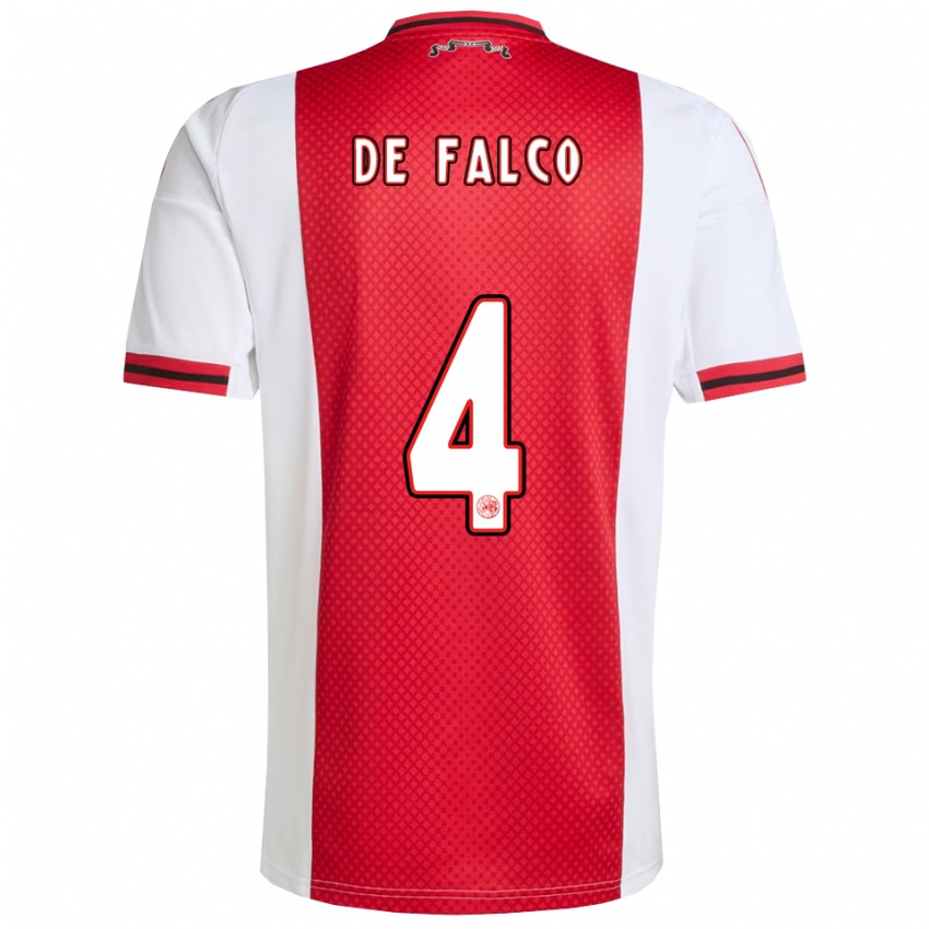 ילדים Sinclair De Falco #4 אדום לבן ג'רזי ביתית 2025/26 חולצה קצרה
