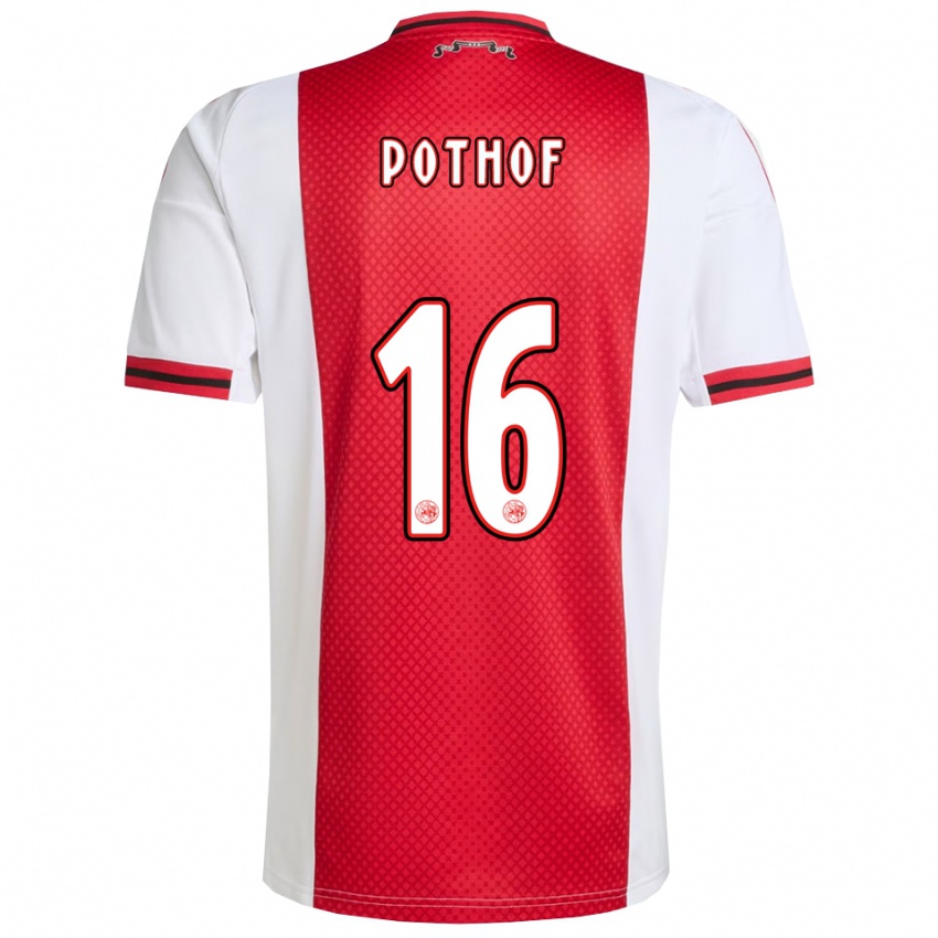 ילדים איסה פוטהוף #16 אדום לבן ג'רזי ביתית 2025/26 חולצה קצרה