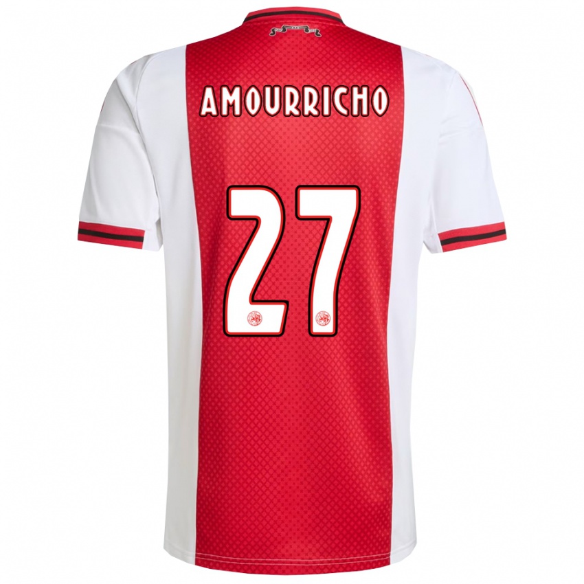 ילדים Amourricho Van Axel Dongen #27 אדום לבן ג'רזי ביתית 2025/26 חולצה קצרה