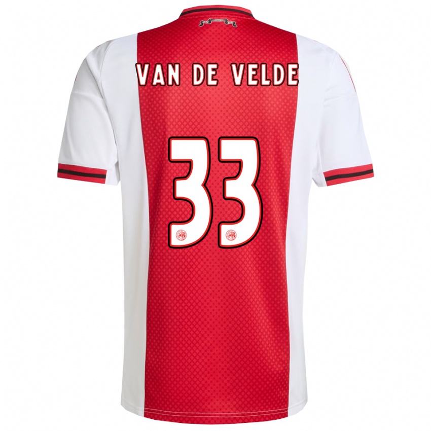 ילדים ג'ונה ואן דה ולדה #33 אדום לבן ג'רזי ביתית 2025/26 חולצה קצרה