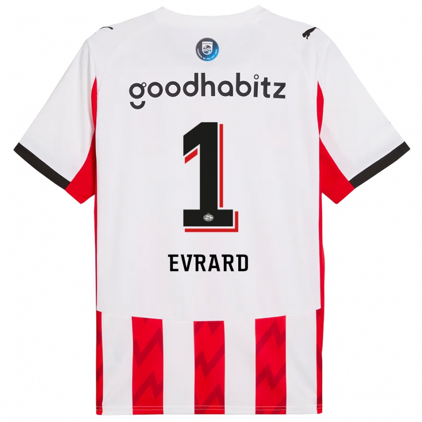 ילדים ניקי אברהרד #1 אדום לבן ג'רזי ביתית 2025/26 חולצה קצרה