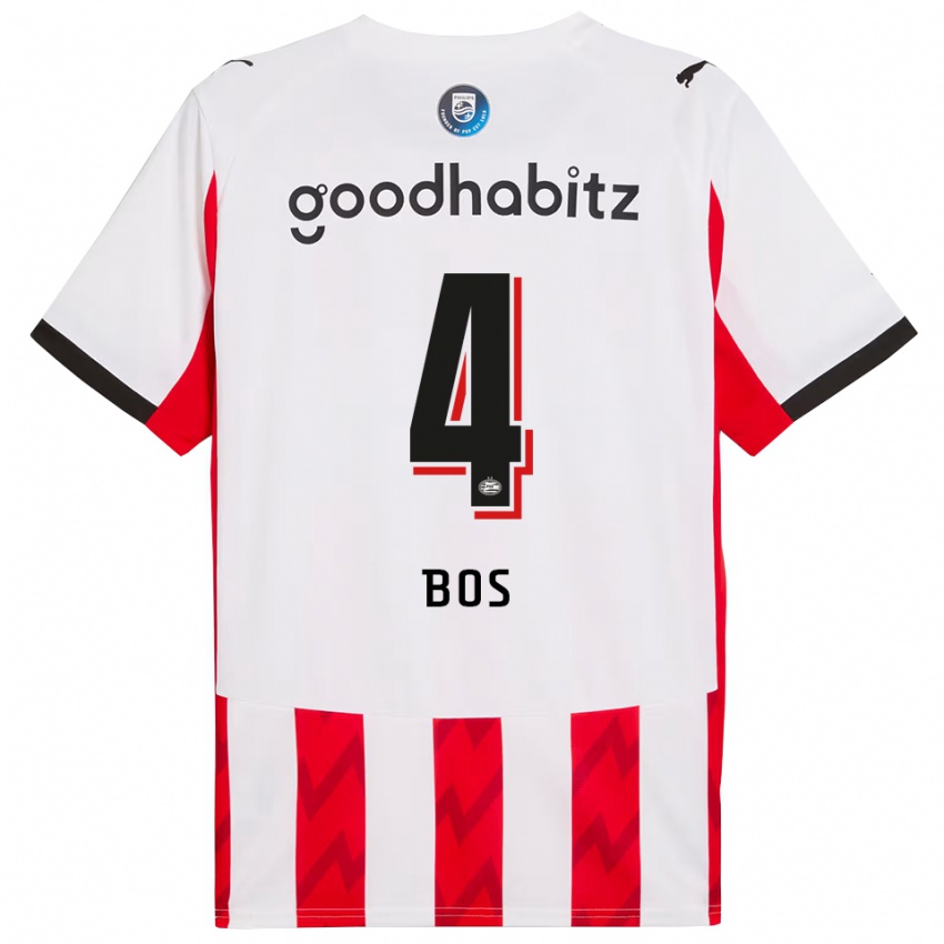 ילדים Floris Bos #4 אדום לבן ג'רזי ביתית 2025/26 חולצה קצרה