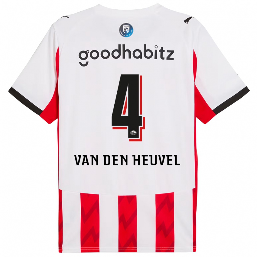 ילדים פ.ס.וו. איינדהובן #4 אדום לבן ג'רזי ביתית 2025/26 חולצה קצרה