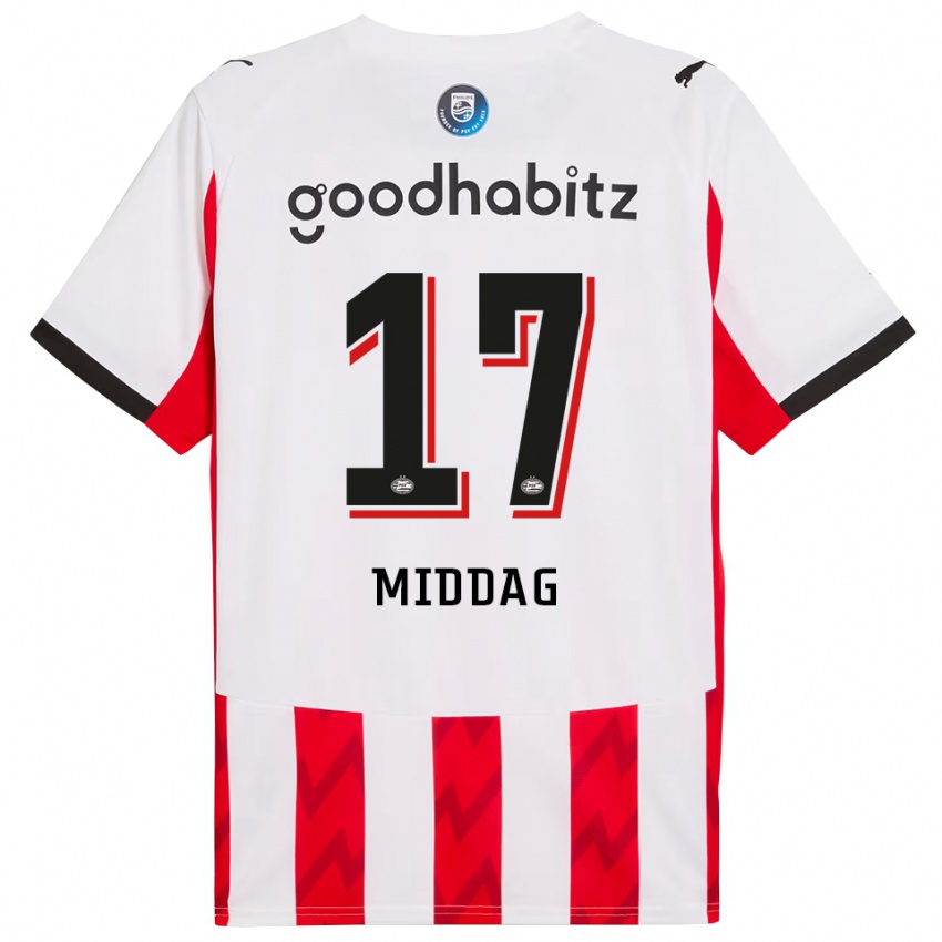 ילדים Isai Middag #17 אדום לבן ג'רזי ביתית 2025/26 חולצה קצרה