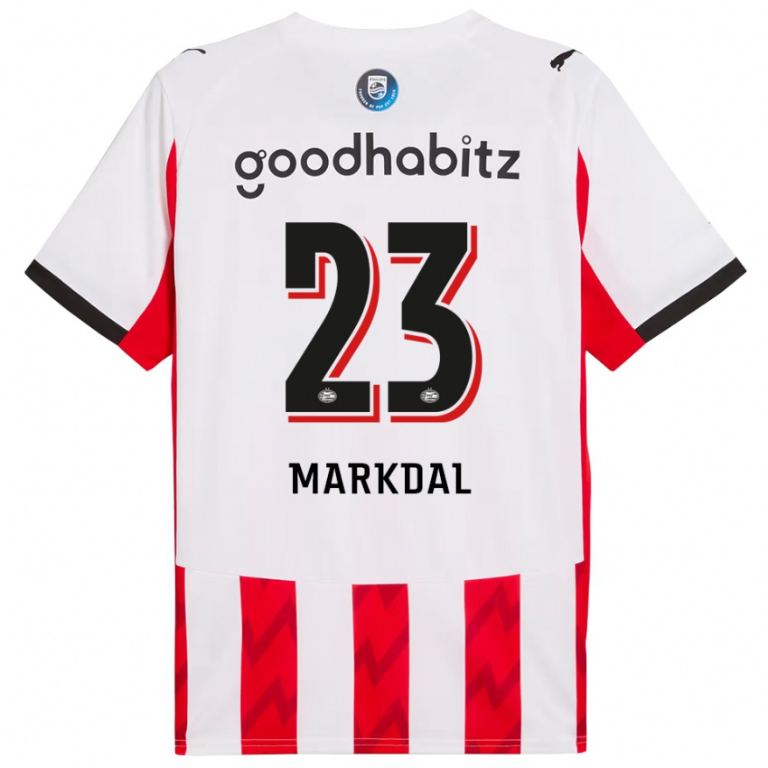 ילדים Mikkel Markdal #23 אדום לבן ג'רזי ביתית 2025/26 חולצה קצרה