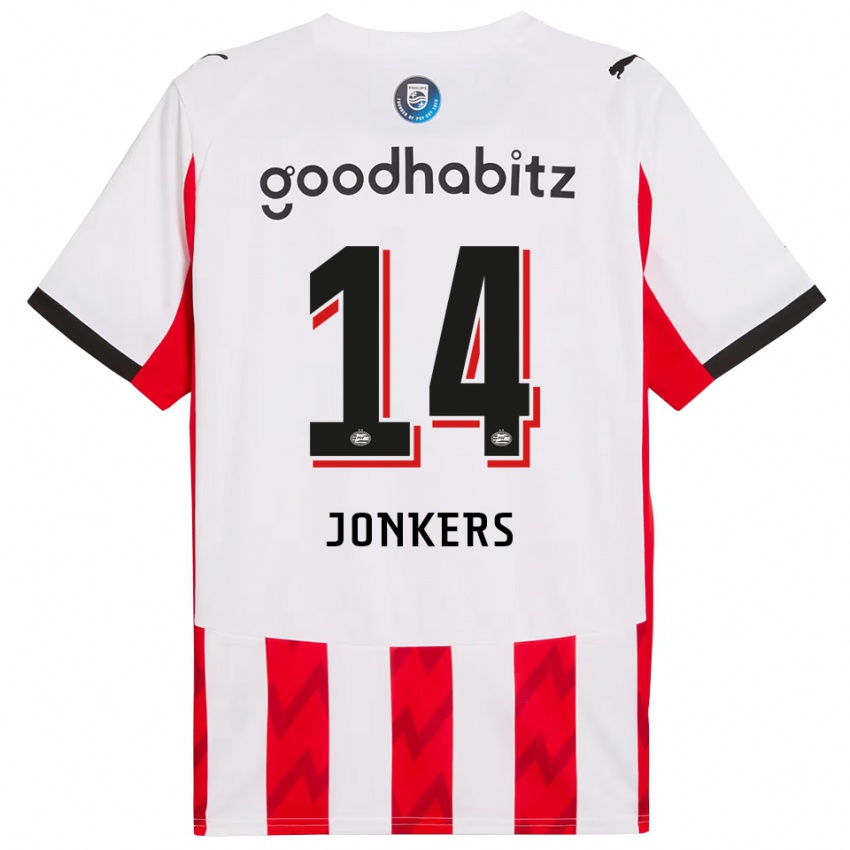 ילדים Brent Jonkers #14 אדום לבן ג'רזי ביתית 2025/26 חולצה קצרה