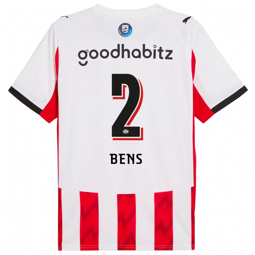 ילדים Teun Bens #2 אדום לבן ג'רזי ביתית 2025/26 חולצה קצרה