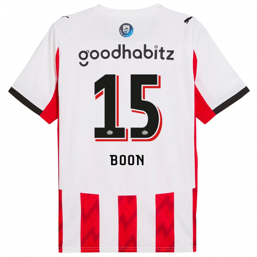 ילדים Rens Boon #15 אדום לבן ג'רזי ביתית 2025/26 חולצה קצרה