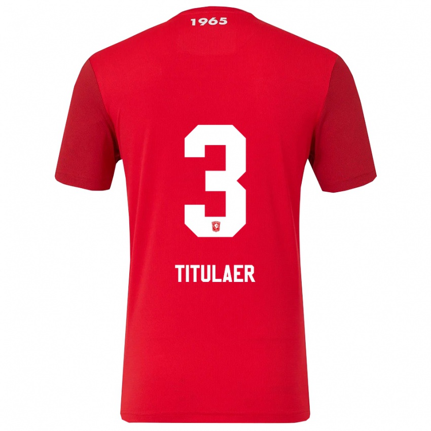 ילדים Björn Titulaer #3 אדום לבן ג'רזי ביתית 2025/26 חולצה קצרה