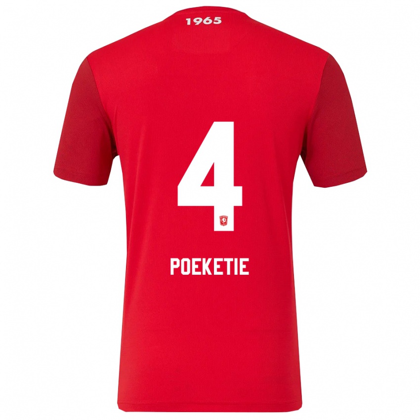 ילדים Maik Poeketie #4 אדום לבן ג'רזי ביתית 2025/26 חולצה קצרה