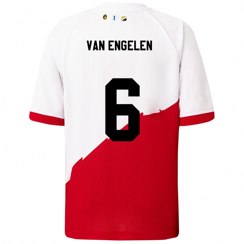 ילדים Mats Van Engelen #6 לבן אדום ג'רזי ביתית 2025/26 חולצה קצרה