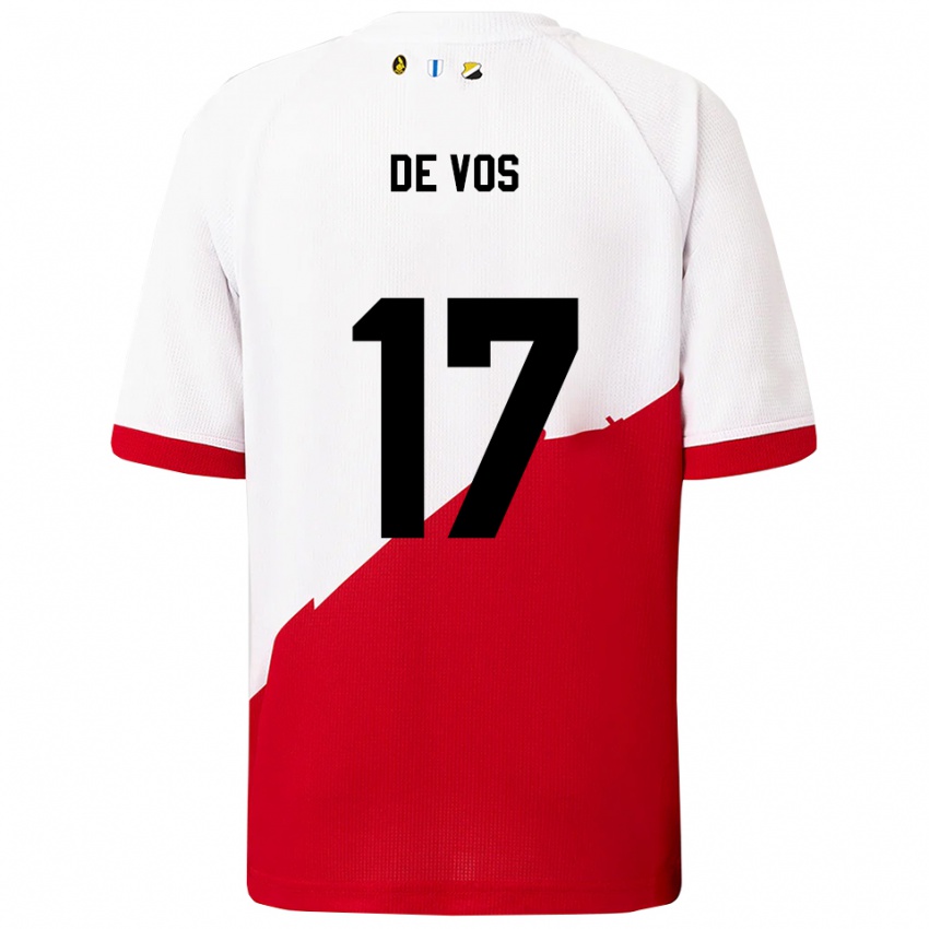ילדים Nick De Vos #17 לבן אדום ג'רזי ביתית 2025/26 חולצה קצרה
