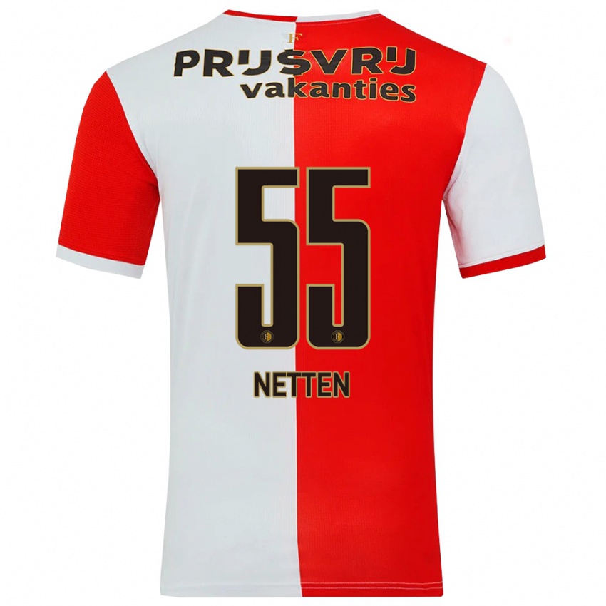 ילדים Luc Netten #55 אדום לבן ג'רזי ביתית 2025/26 חולצה קצרה