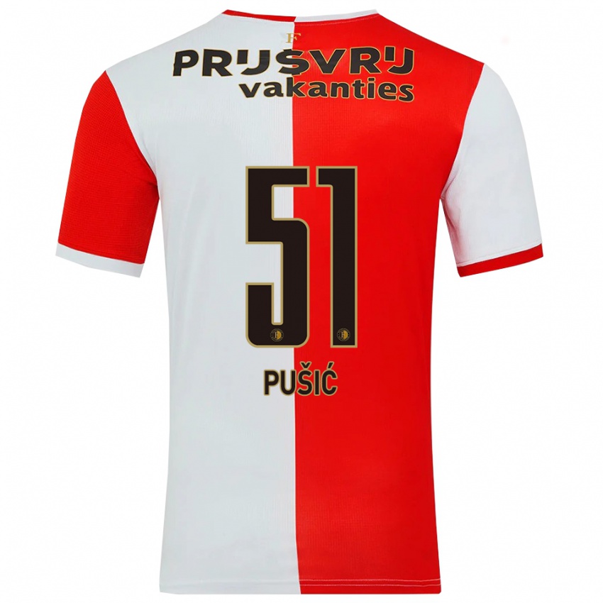 ילדים נועה פושיץ' #51 אדום לבן ג'רזי ביתית 2025/26 חולצה קצרה