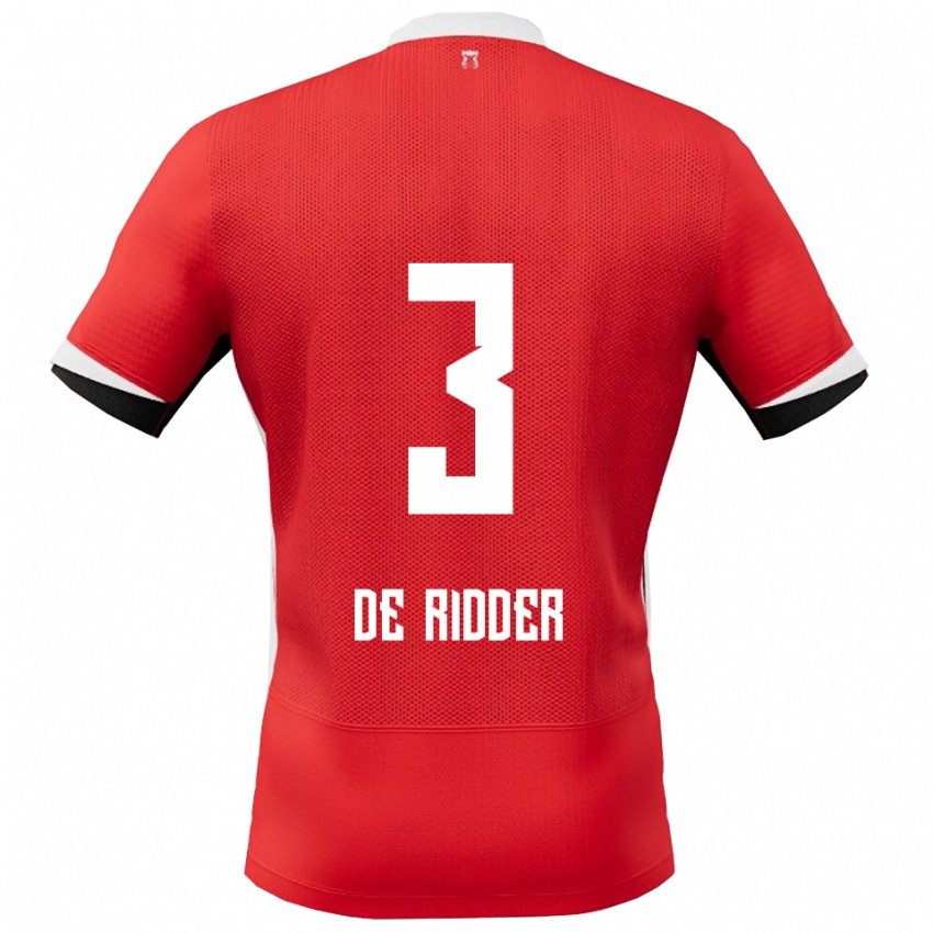 ילדים Djoeke De Ridder #3 אדום לבן ג'רזי ביתית 2025/26 חולצה קצרה