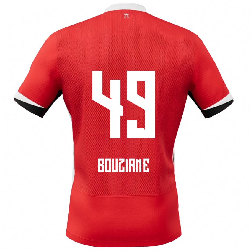 ילדים Wassim Bouziane #49 אדום לבן ג'רזי ביתית 2025/26 חולצה קצרה
