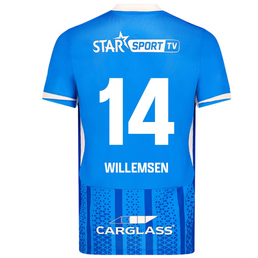 ילדים Wout Willemsen #14 כחול לבן ג'רזי ביתית 2025/26 חולצה קצרה