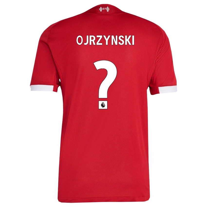 ילדים Jakub Ojrzynski #0 אדום לבן ג'רזי ביתית 2025/26 חולצה קצרה