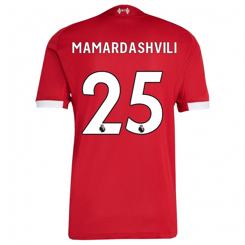 ילדים Giorgi Mamardashvili #25 אדום לבן ג'רזי ביתית 2025/26 חולצה קצרה