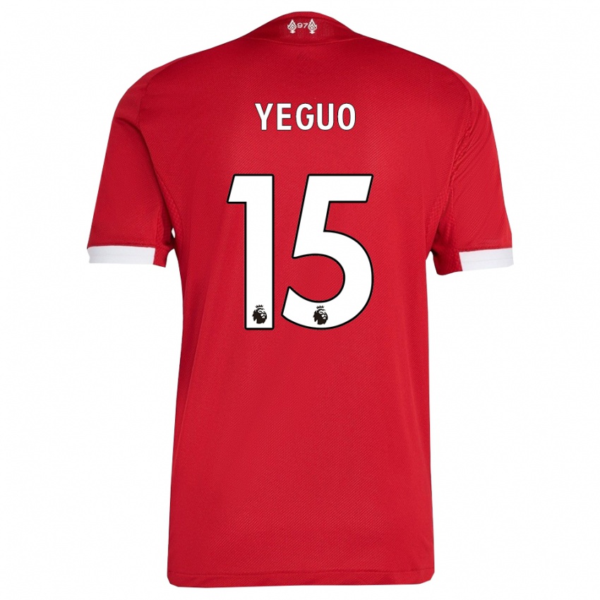 ילדים Aiden Yeguo #15 אדום לבן ג'רזי ביתית 2025/26 חולצה קצרה