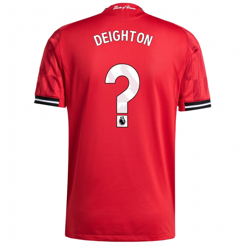 ילדים Joe Deighton #0 אדום שחור לבן ג'רזי ביתית 2025/26 חולצה קצרה