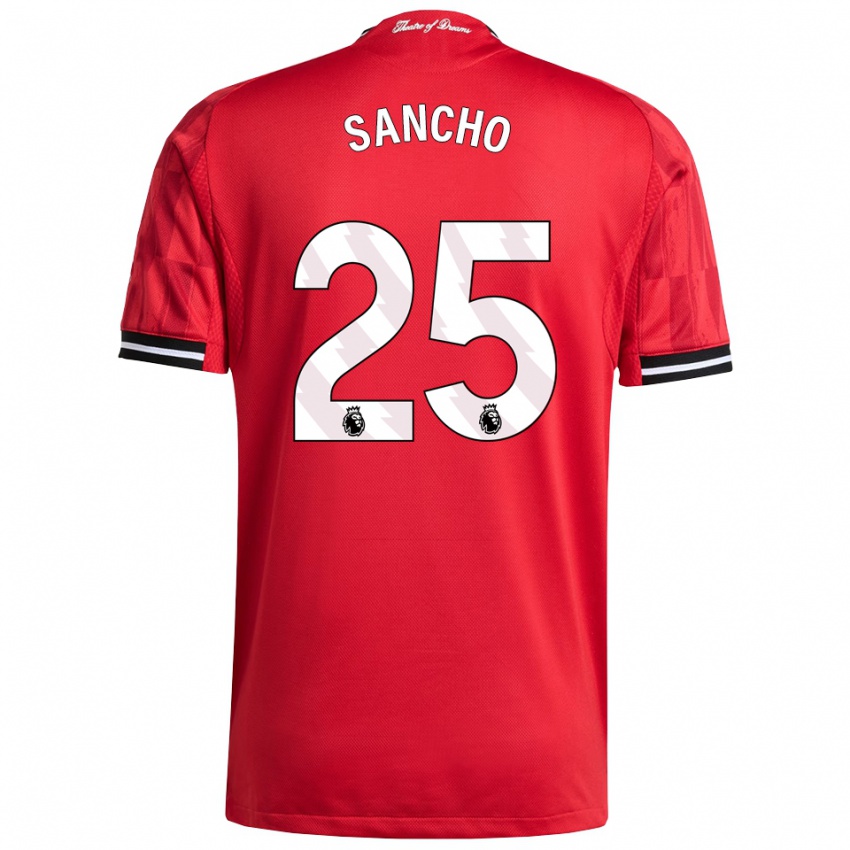 ילדים ג'יידון סאנצ'ו #25 אדום שחור לבן ג'רזי ביתית 2025/26 חולצה קצרה