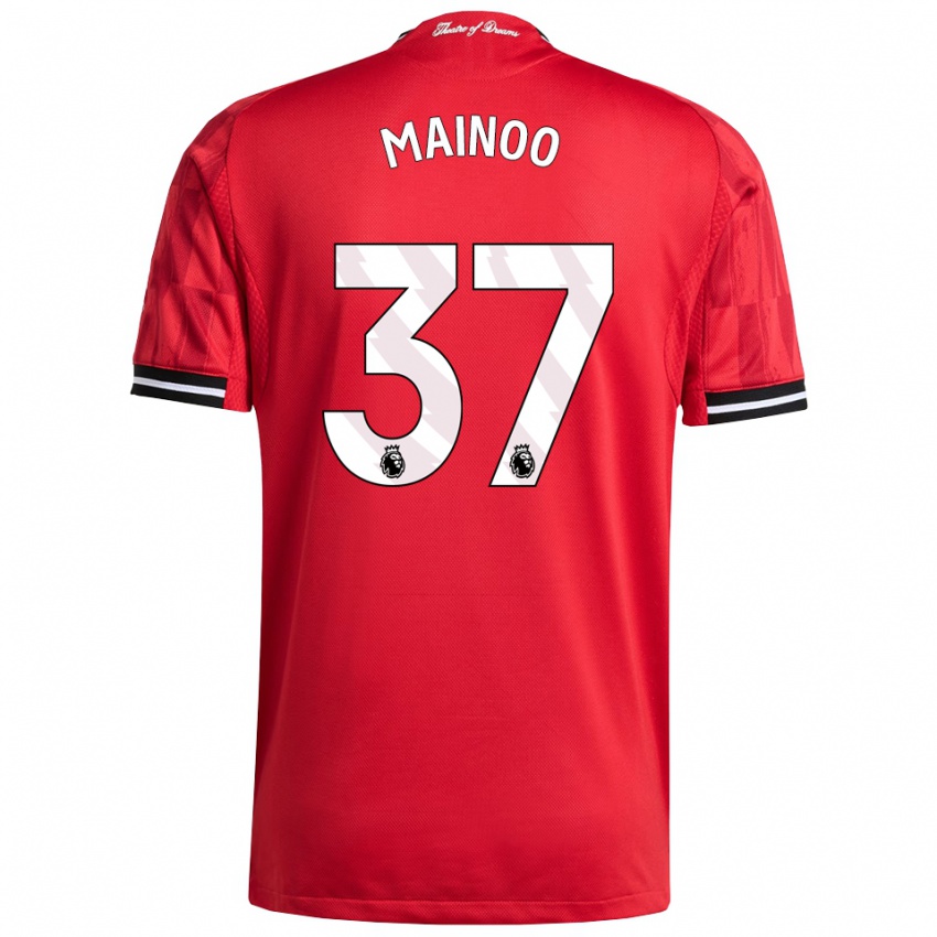 ילדים Kobbie Mainoo #37 אדום שחור לבן ג'רזי ביתית 2025/26 חולצה קצרה