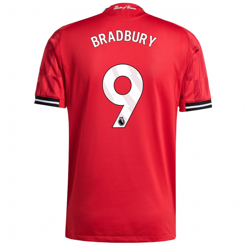 ילדים Louie Bradbury #9 אדום שחור לבן ג'רזי ביתית 2025/26 חולצה קצרה