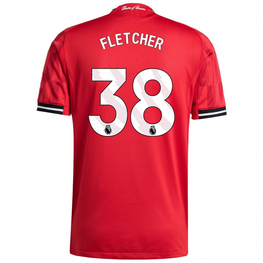 ילדים ג'ק פלטשר #38 אדום שחור לבן ג'רזי ביתית 2025/26 חולצה קצרה