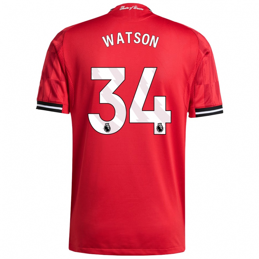 ילדים אמה ווטסון #34 אדום שחור לבן ג'רזי ביתית 2025/26 חולצה קצרה