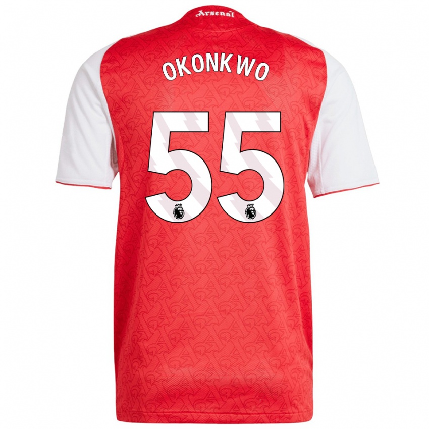 ילדים Brian Okonkwo #55 אדום לבן ג'רזי ביתית 2025/26 חולצה קצרה