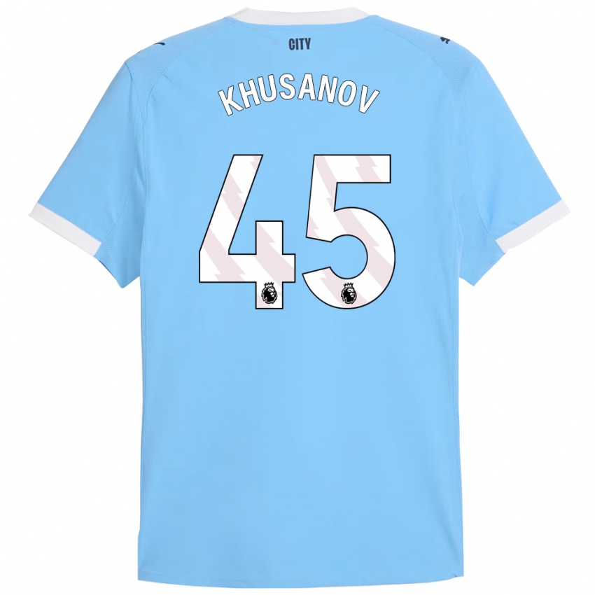 ילדים עבדוקודיר חוסאנוב #45 תכלת לבן ג'רזי ביתית 2025/26 חולצה קצרה