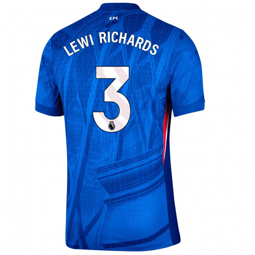 ילדים Lewi Richards #3 כחול לבן ג'רזי ביתית 2025/26 חולצה קצרה