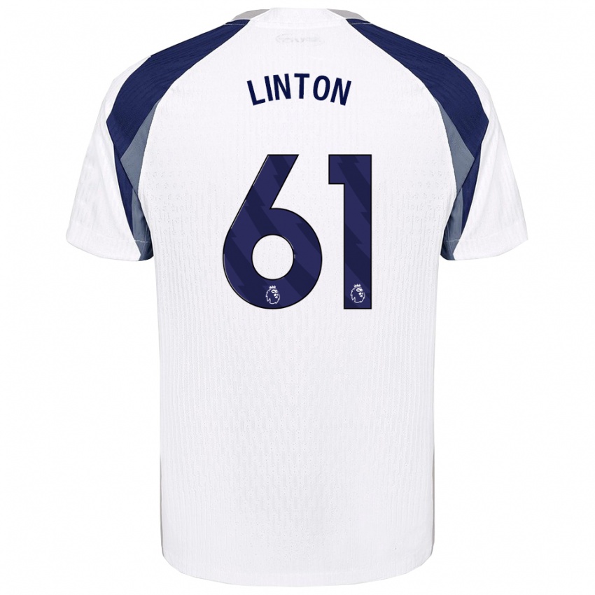 ילדים Jahziah Linton #61 לבן נייבי ג'רזי ביתית 2025/26 חולצה קצרה