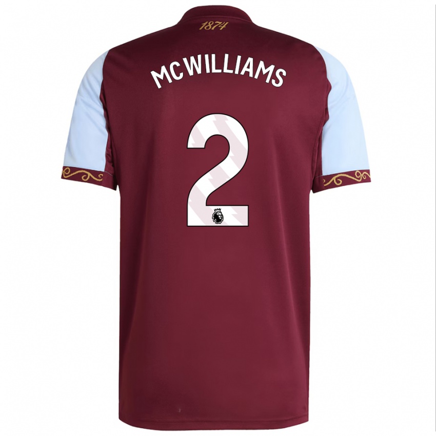 ילדים Ashton Mcwilliams #2 בורדו תכלת ג'רזי ביתית 2025/26 חולצה קצרה